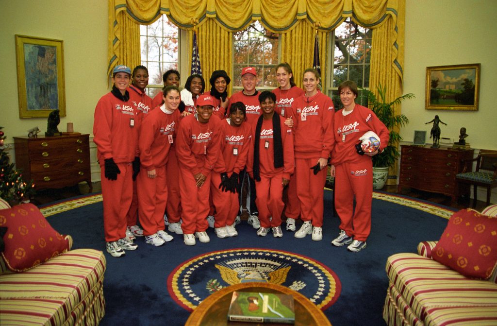 President Clinton and the 1996 Womens Basketball Team Courtsey of the William J. Clinton Presidential Library and Museum