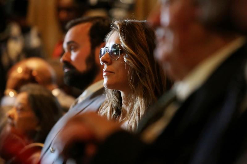 British actress and model Elizabeth Jane Hurley (C) attends a speech during the second day of the Giant Club Summit of African leaders and others on tackling poaching of elephants and rhinos at the Fairmont Mount Kenya Safari Club in Nanyuki, Laikipia county, Kenya April 29, 2016. REUTERS/Siegfried Modola