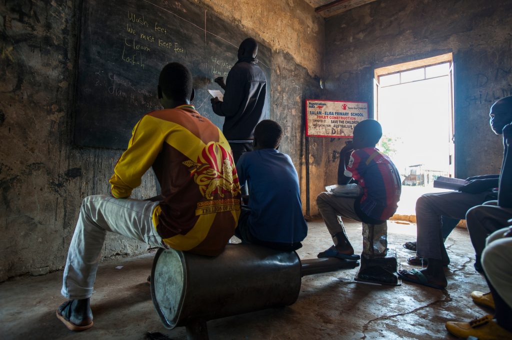 children are seen in a primary school in Rubkona, South Sudan. The school recently reopened as part of the Back to Learning initiative providing education opportunities to children outside the (POC) protection of civilian sites * PHOTO : UNICEF