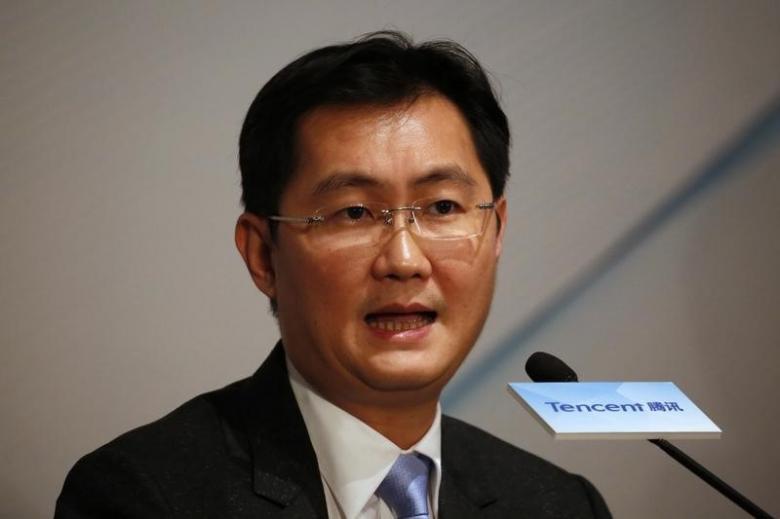 Tencent Chairman and Chief Executive Officer Pony Ma Huateng speaks during a news conference announcing the company's results in Hong Kong, China