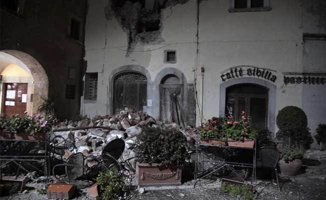 A picture shows destructions in the village of Visso, central Italy, following earthquakes on October 26