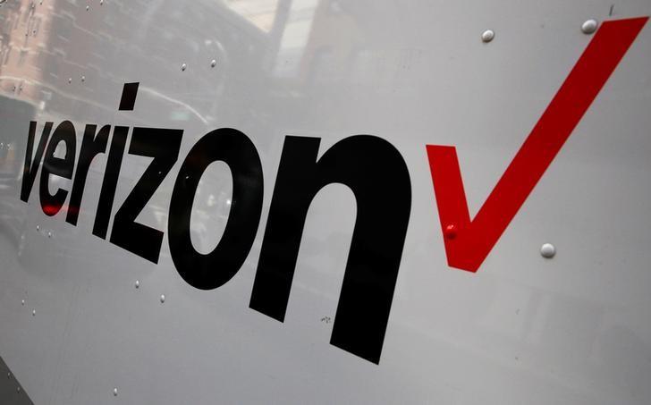 The Verizon logo is seen on the side of a truck in New York City, U.S.
