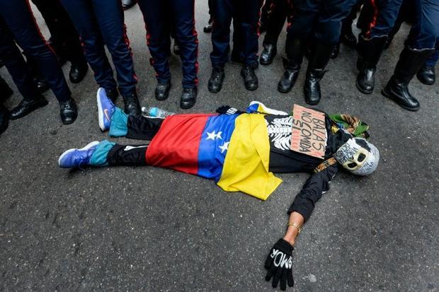 Venezuelan university students protest against the government of President Nicolas Maduro in Caracas