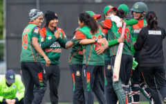 Bangladesh team becoming group champions in ICC Women’s Qualifying