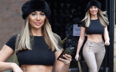 Chloe Ferry wears a crop top and leggings to highlight her toned stomach
