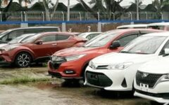 70 Japanese different branded reconditioned cars auctioned at Mongla Port in Bangladesh