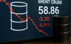 Brent oil price down below $59 per barrel on ICE first time since April 9