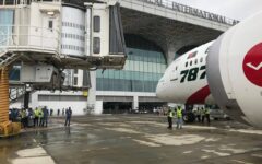 Biman Bangladesh Airlines Boeing 787 Dreamliner became the first aircraft to use the Passenger Boarding Bridge at HSIA’s new Terminal 3