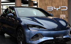 Shares in electric vehicle maker BYD slid on Monday
