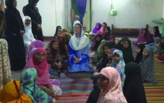 Zaima Rahman joins the iftar mahfil with women and children in Bhasantek